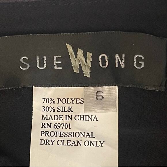 Sue Wong Black Silk Blend Halter Party Event Occasion Midi Dress NWT Size 6 - Picture 8 of 13